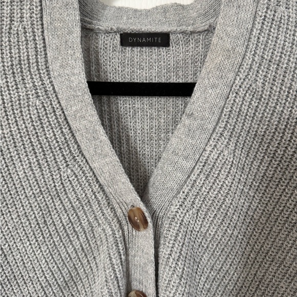 Dynamite Light Gray Buttoned Cardigan - Picture 3 of 5